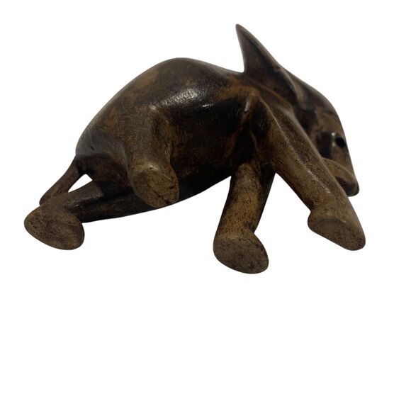 Set of 2 Hand Carved Wood Elephant Figurines Dark Wood Light Wood PLEASE READ - Picture 7 of 14